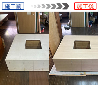 商品を陳列する「店舗什器」を化粧フィルムでリフォーム